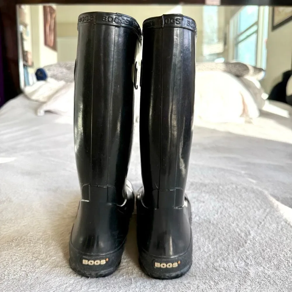 BOGS Big Boys Solid Black Rainboots Size 6